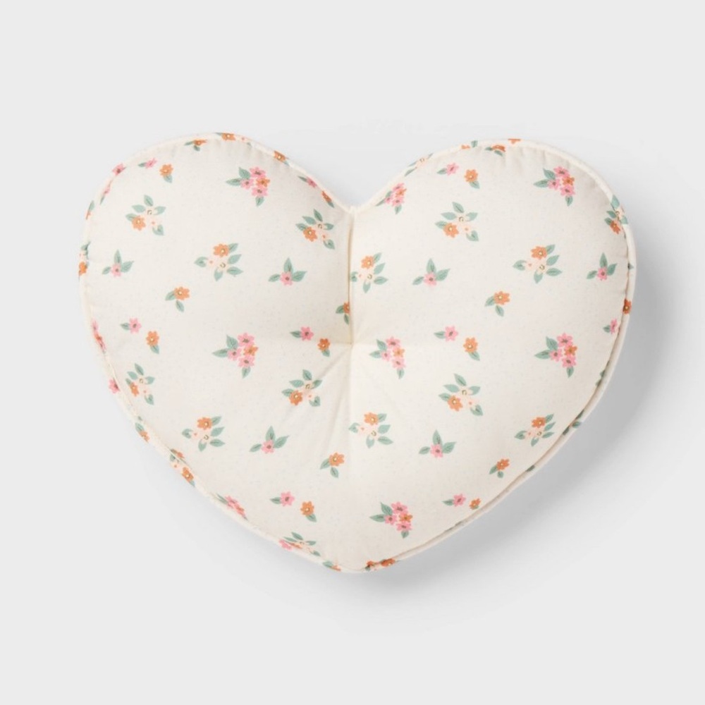 Floral Heart-Shaped Pillow